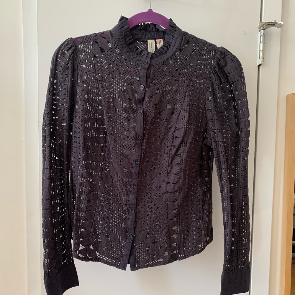 Anthropologie Meadow Rue lace button down